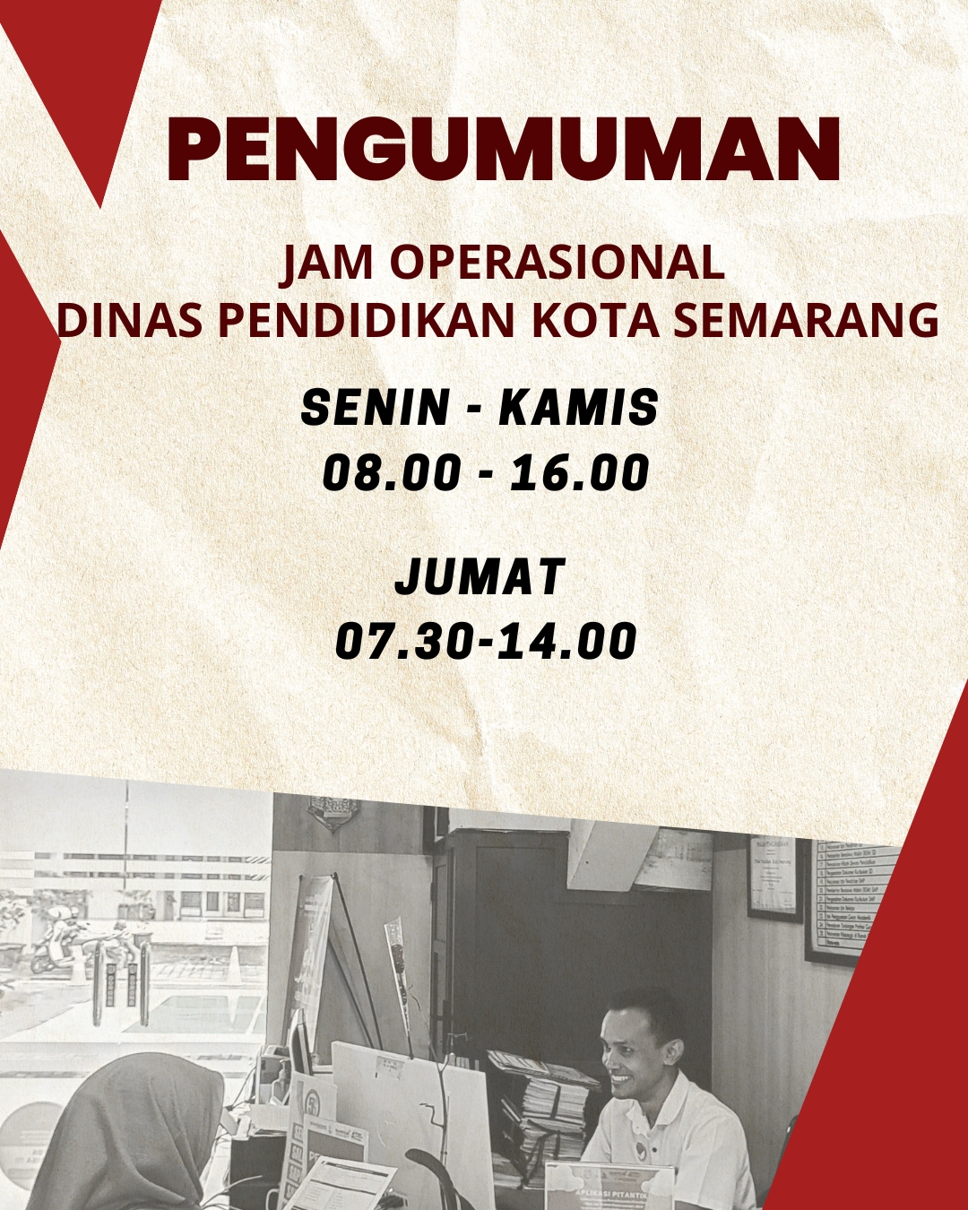 Pengumuman Jam Operasional Dinas Pendidikan Kota Semarang